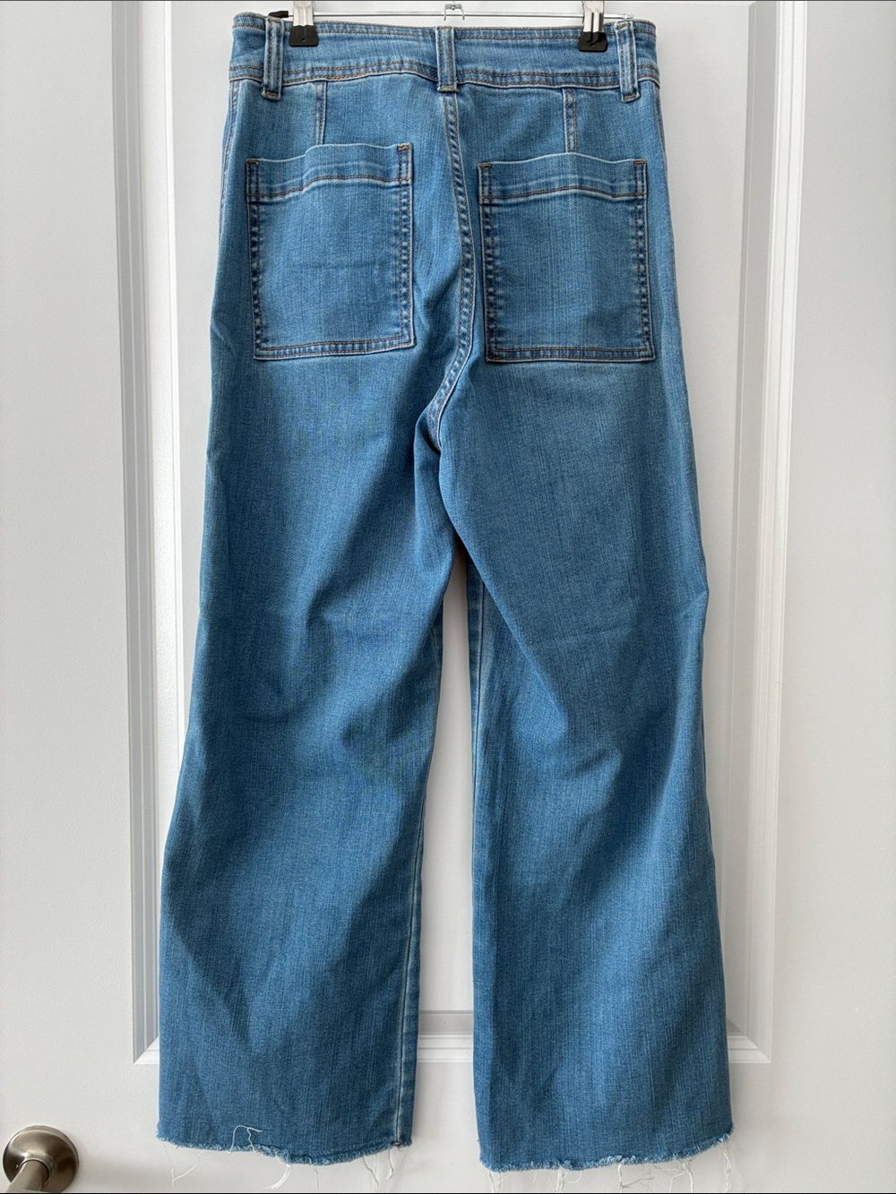 BDG Size 28 Raw Hem High-Waisted Cropped Kick Flare Jeans - Blue